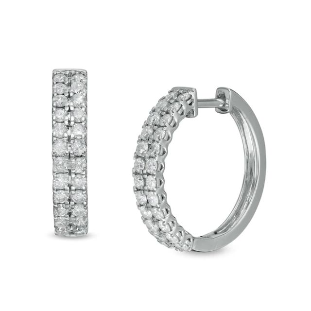 1 CT. T.w. Diamond Double Row Hoop Earrings in 10K White Gold