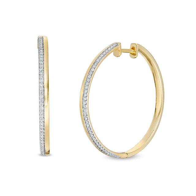 1/3 CT. T.w. Diamond Double Row Hoop Earrings in 10K Gold