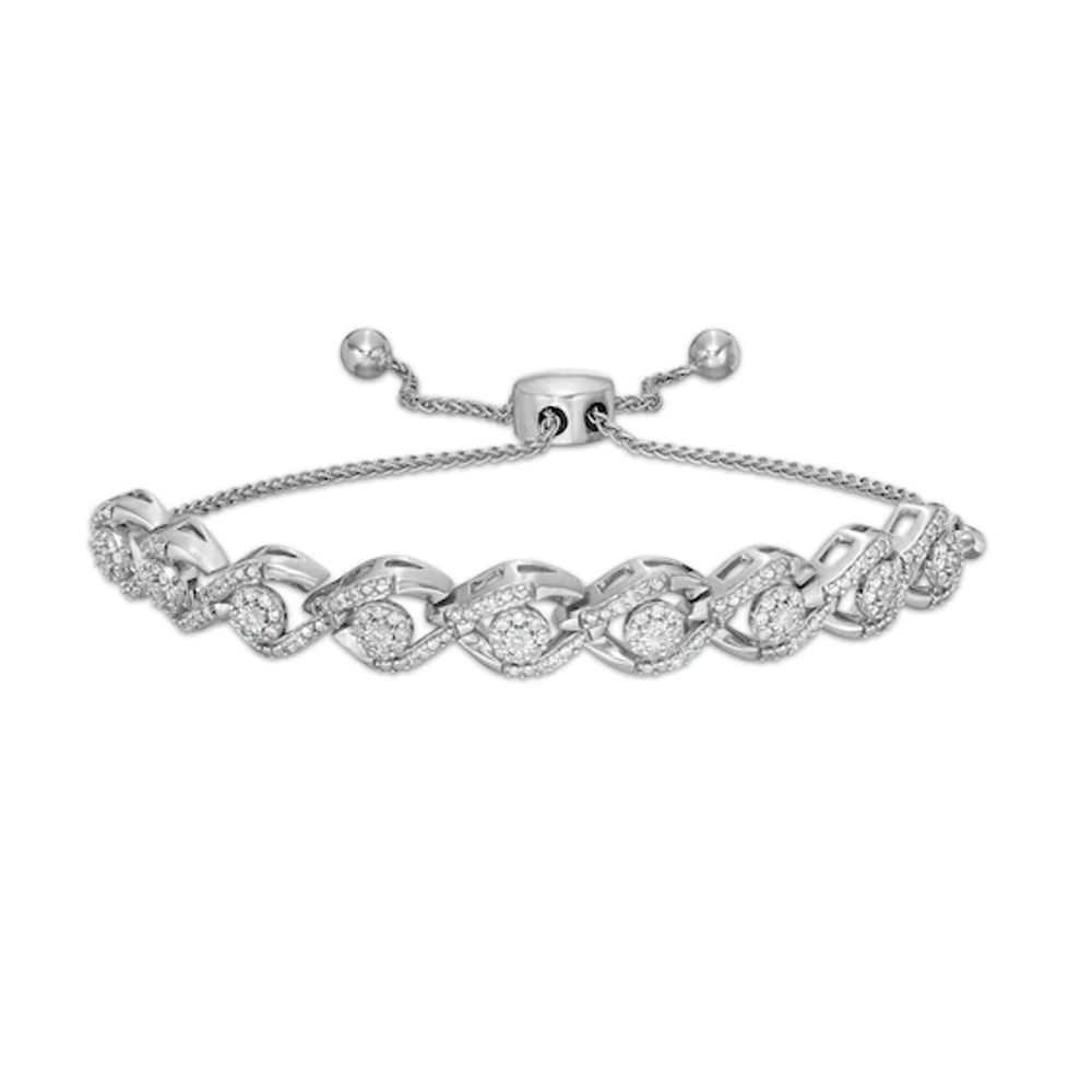 1/2 CT. T.w. Diamond Wave Bolo Bracelet in Sterling Silver â 9.5"