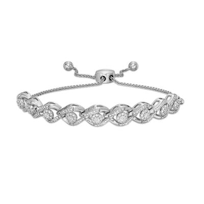 1/2 CT. T.w. Diamond Wave Bolo Bracelet in Sterling Silver â 9.5"