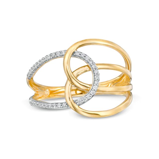 1/10 CT. T.w. Diamond Interlocking Loop Ring in 10K Gold