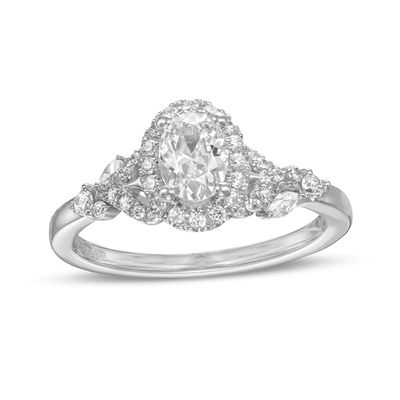 Vera Wang Love Collection 3/4 CT. T.w. Oval Diamond Frame Engagement Ring in 14K White Gold