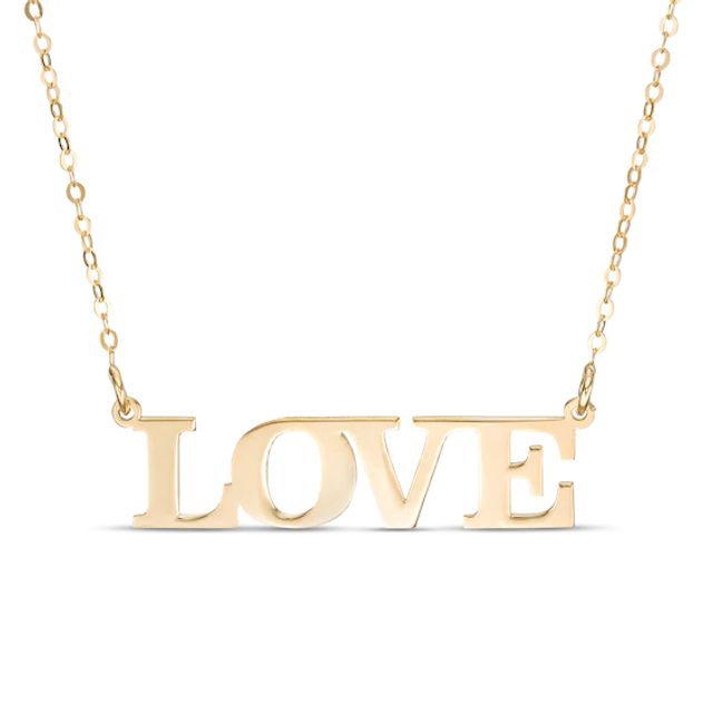 Polished "Love" Necklace in 10K Gold - 16"