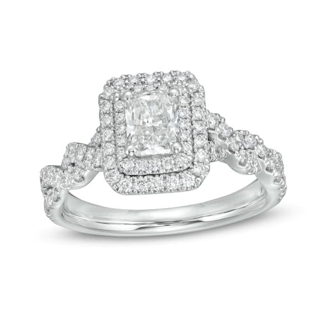 1-1/2 CT. T.w. Certified Radiant-Cut Diamond Frame Braided Shank Engagement Ring in Platinum (I/Si2)