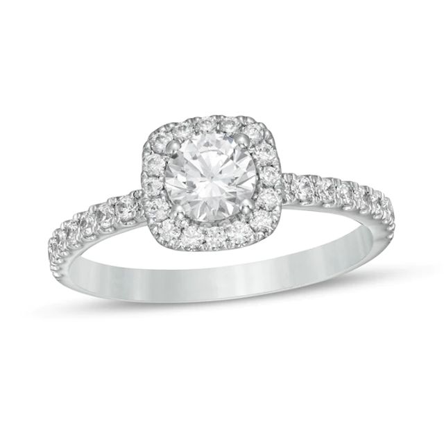 1 CT. T.w. Certified Diamond Cushion Frame Engagement Ring in Platinum (I/Si2)