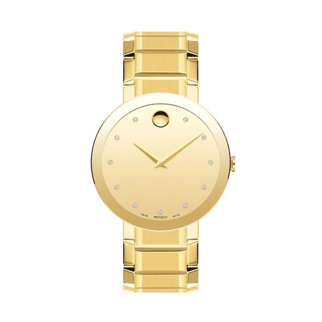 Men's Movado Sapphireâ¢ Diamond Accent Gold-Tone PVD Watch with Gold-Tone Dial (Model: 0607588)