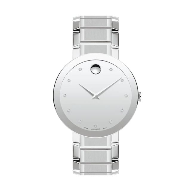 Men's Movado Sapphireâ¢ Diamond Accent Watch with Silver-Tone Dial (Model: 0607587)