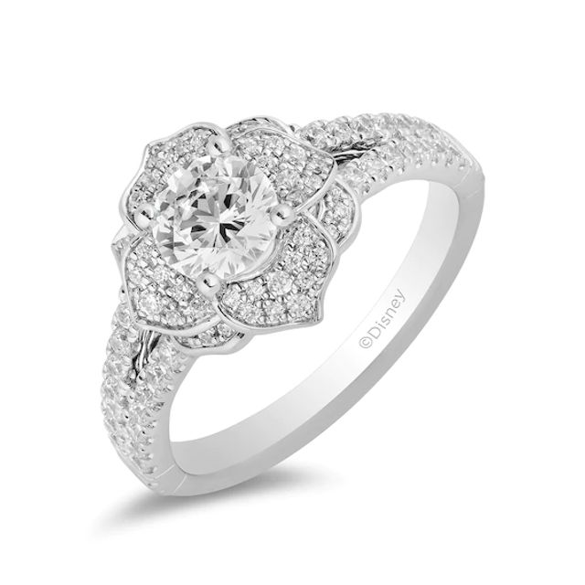 Enchanted Disney Belle 1-1/4 CT. T.w. Diamond Flower Split Shank Engagement Ring in 14K White Gold