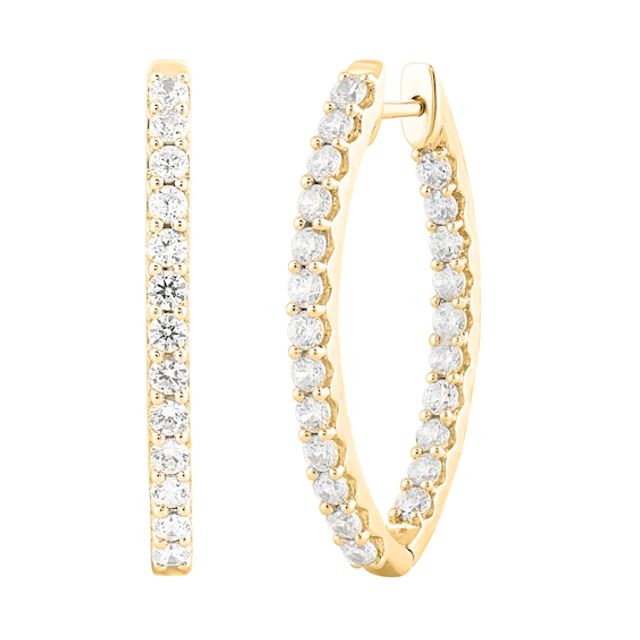 3 CT. T.w. Diamond Marquise-Shaped Inside-Out Hoop Earrings in 10K Gold