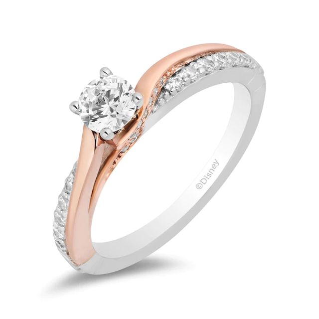Enchanted Disney Moana 5/8 CT. T.w. Diamond Twist Shank Engagement Ring in 14K Two-Tone Gold