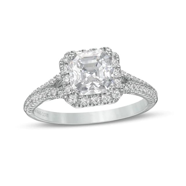 Vera Wang Love Collection 1-1/2 CT. T.w. Certified Asscher-Cut Diamond Frame Engagement Ring in 14K White Gold (I/Si2)