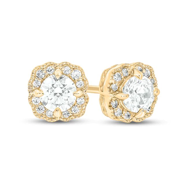 1/2 CT. T.w. Diamond Flower Frame Vintage-Style Stud Earrings in 10K Gold (I/I2)