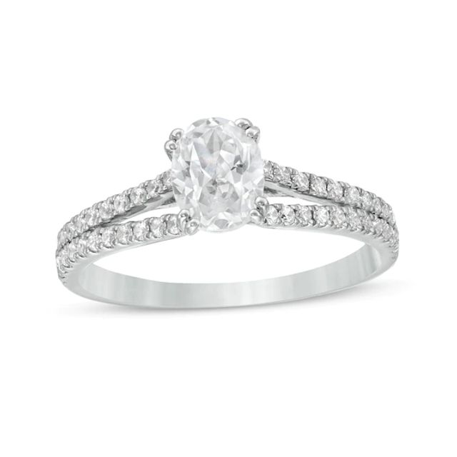 1 CT. T.w. Certified Oval Diamond Split Shank Engagement Ring in Platinum (I/Si2)