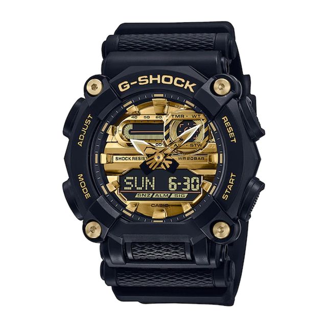 Men's Casio G-Shock Classic Black Resin Strap Watch with Gold-Tone Dial (Model: Ga900Ag-1A)