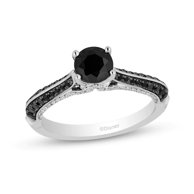 Enchanted Disney Villains Maleficent 1-1/5 CT. T.w. Black and White Diamond Engagement Ring in 14K White Gold