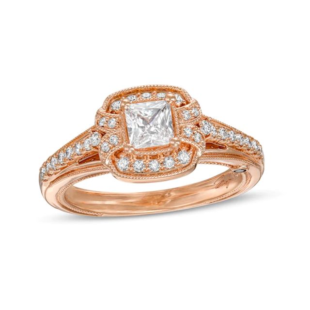 Marilyn Monroeâ¢ Collection 3/4 CT. T.w. Princess-Cut Diamond Frame Vintage-Style Engagement Ring in 14K Rose Gold