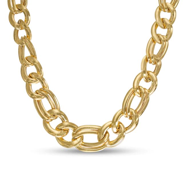 Graduated Figaro Chain Necklace in 10K Gold - 16"