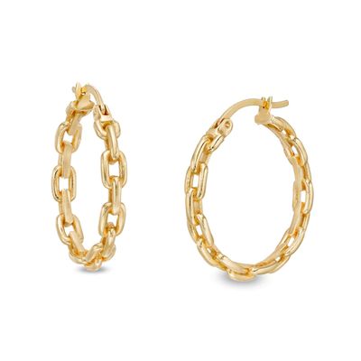 25.0mm Paper Clip Chain Link Hoop Earrings in 10K Gold