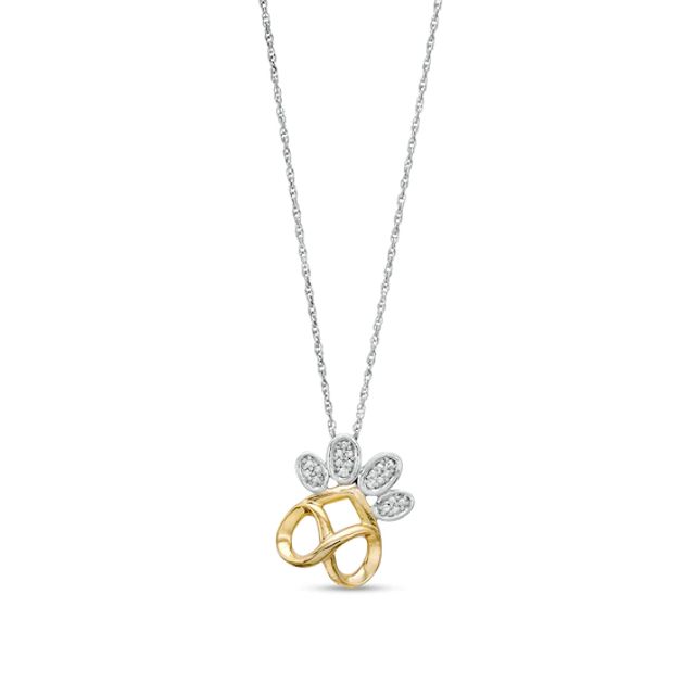 Diamond Accent Infinity Paw Print Pendant in Sterling Silver with 14K Gold Plate