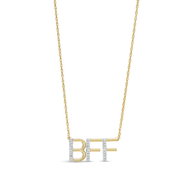 Diamond Accent "Bff" Necklace in Sterling Silver with 14K Gold Plate