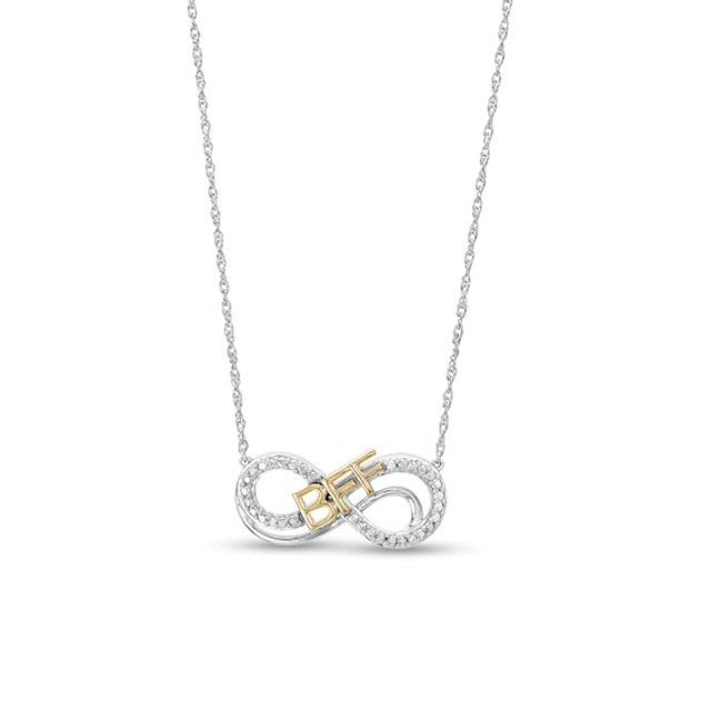 Diamond Accent "Bff" Infinity Loop Necklace in Sterling Silver with 14K Gold Plate