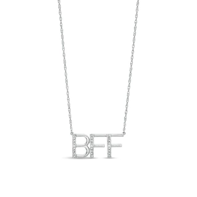 Diamond Accent "Bff" Necklace in Sterling Silver