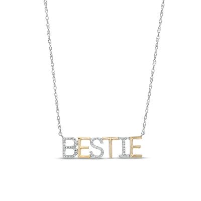 Diamond Accent "Bestie" Necklace in Sterling Silver with 14K Gold Plate