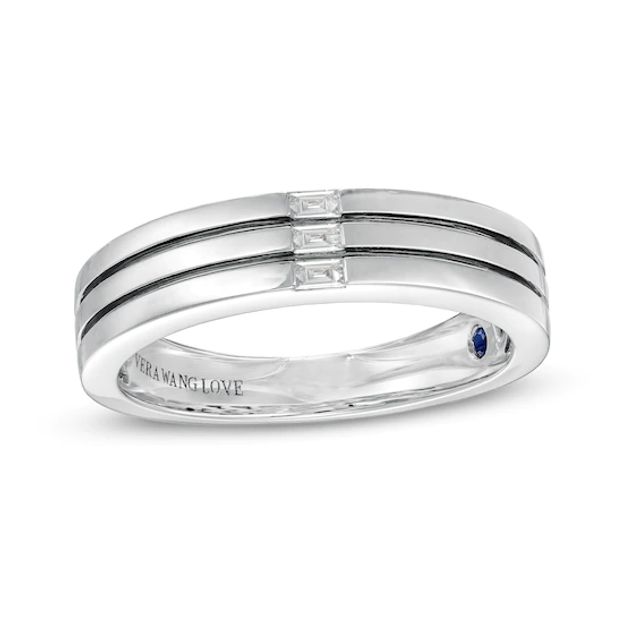 Vera Wang Love Collection Limited Edition 1/15 CT. T.w. Baguette Diamond Trio Wedding Band in 14K White Gold