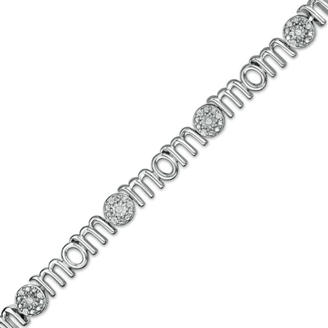 1/6 CT. T.w. Composite Diamond Alternating Mom Bracelet in Sterling Silver â 7.5"