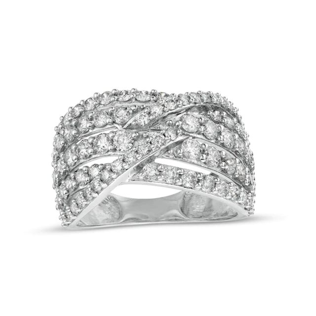 2 CT. T.w. Diamond Multi-Row Bypass Ring in 10K White Gold