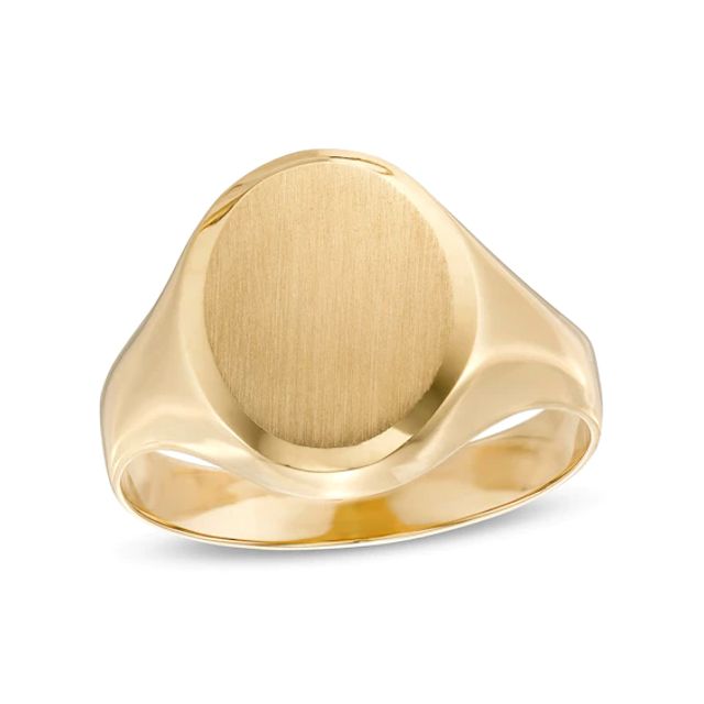 Multi-Finish Signet Ring in 10K Gold - Size 7