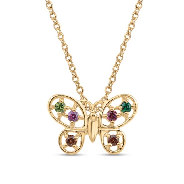 Mother's Gemstone Scrollwork Butterfly Pendant (4-6 Stones)