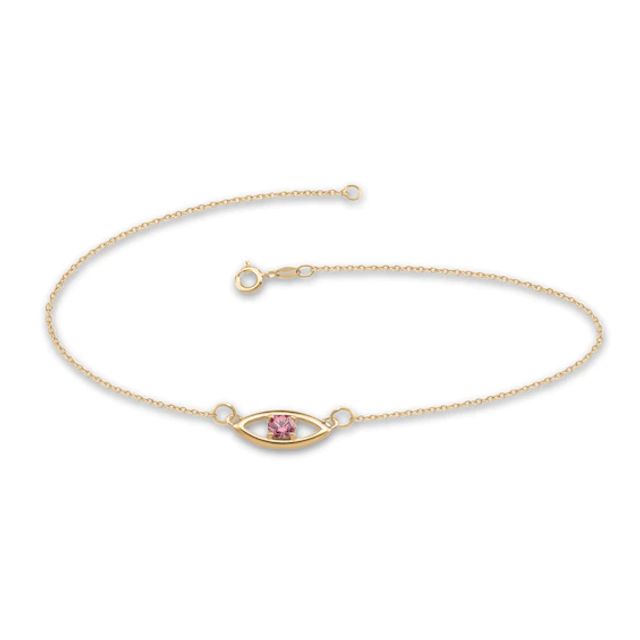 Gemstone Evil Eye Anklet (1 Stone) - 10"