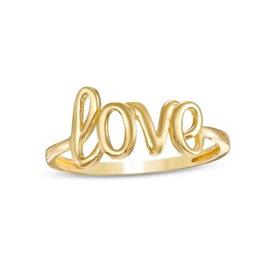 Cursive "love" Stackable Ring in 10K Gold
