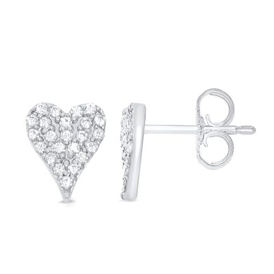 1/8 CT. T.w. Diamond Heart Stud Earrings in Sterling Silver