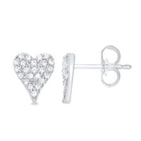 1/8 CT. T.w. Diamond Heart Stud Earrings in Sterling Silver