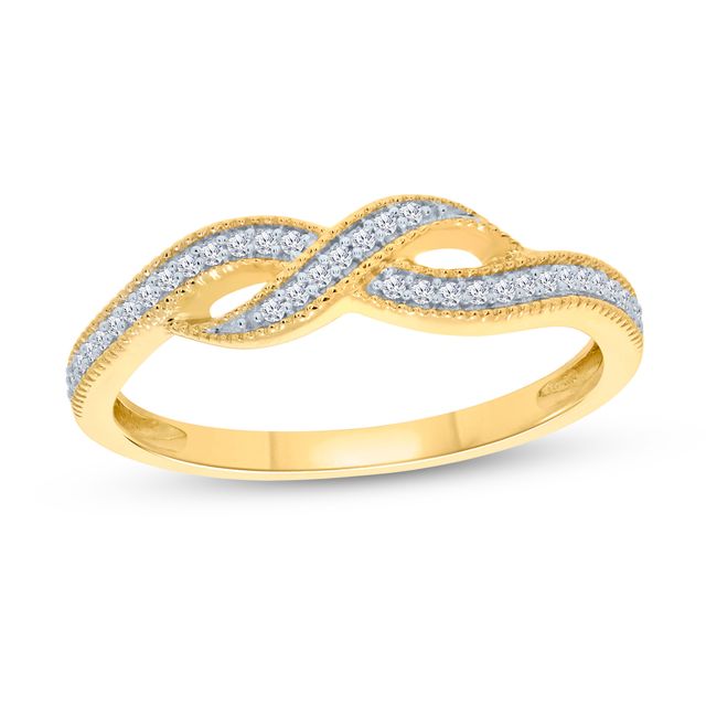 1/10 CT. T.w. Diamond Twist Ring in Sterling Silver with 14K Gold Plate