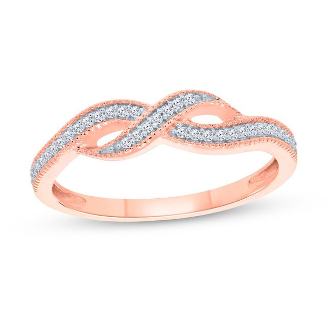 1/10 CT. T.w. Diamond Twist Ring in Sterling Silver with 14K Rose Gold Plate