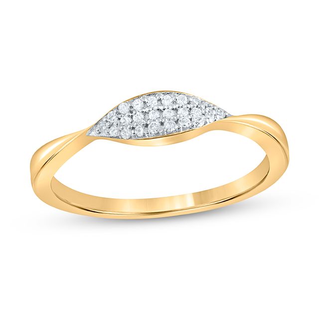 1/10 CT. T.w. Composite Marquise Diamond Signet Ring in Sterling Silver with 14K Gold Plate