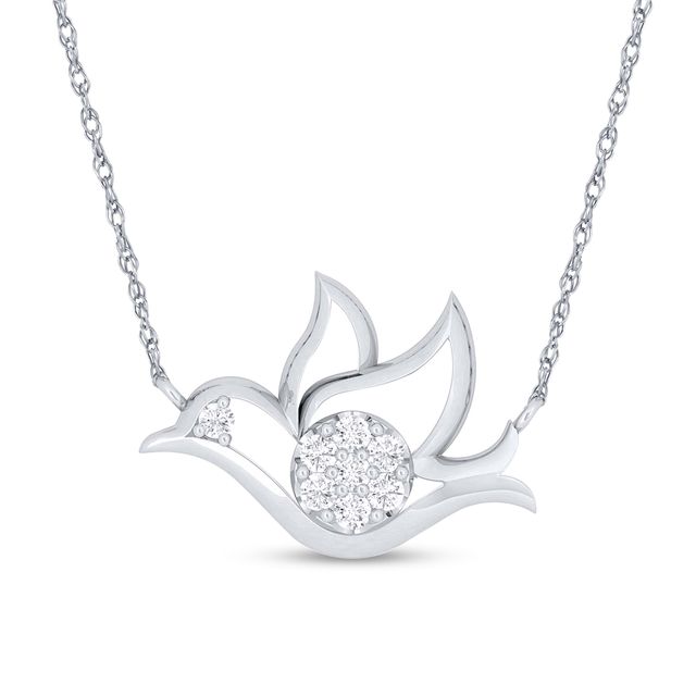 1/10 CT. T.w. Composite Diamond Flying Dove Necklace in Sterling Silver