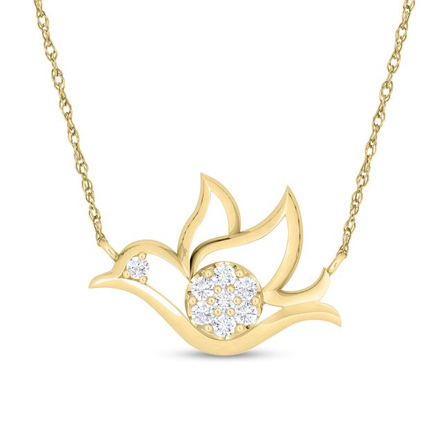 1/10 CT. T.w. Composite Diamond Flying Dove Necklace in Sterling Silver with 14K Gold Plate