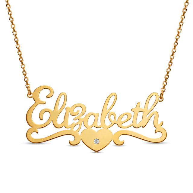 Diamond Accent Heart Scroll Name Necklace (1 Line)