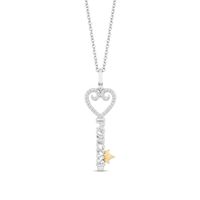 Enchanted Disney Majestic Princess 1/8 CT. T.w. Diamond "Princess" Key Pendant in Sterling Silver and 10K Gold â 19"