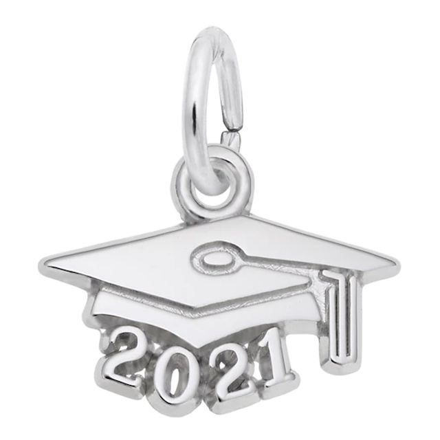 Rembrandt CharmsÂ® "2021" Graduation Cap in Sterling Silver