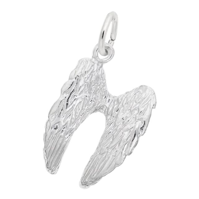 Rembrandt CharmsÂ® Textured Angel Wings in Sterling Silver