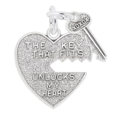 Rembrandt CharmsÂ® Key Outline Heart in Sterling Silver