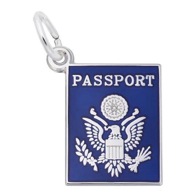 Rembrandt CharmsÂ® Blue Enamel Passport in Sterling Silver