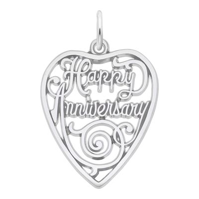 Rembrandt CharmsÂ® "Happy Anniversary" Heart in Sterling Silver