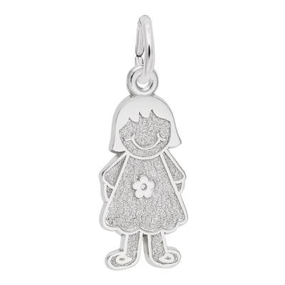 Rembrandt CharmsÂ® Child with Floral Dress in Sterling Silver