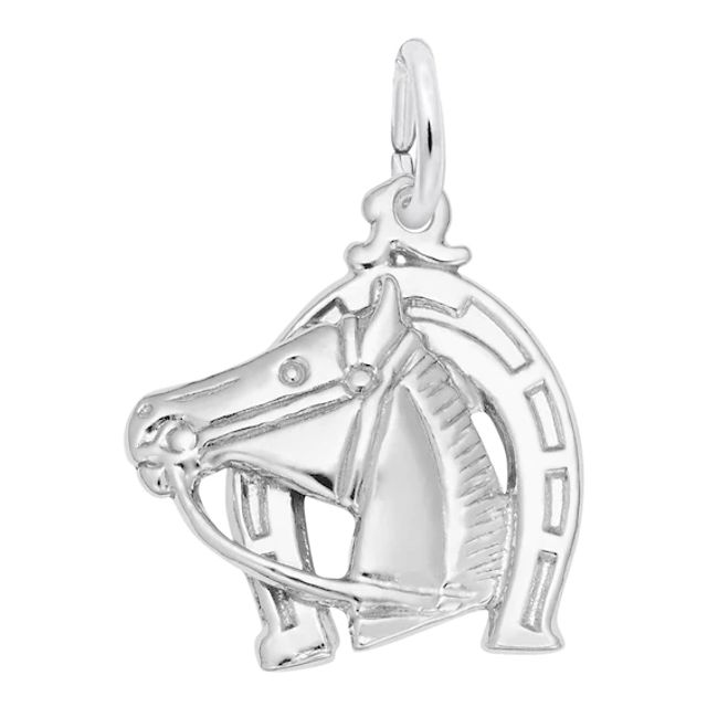 Rembrandt CharmsÂ® Horse Head with Horseshoe in Sterling Silver